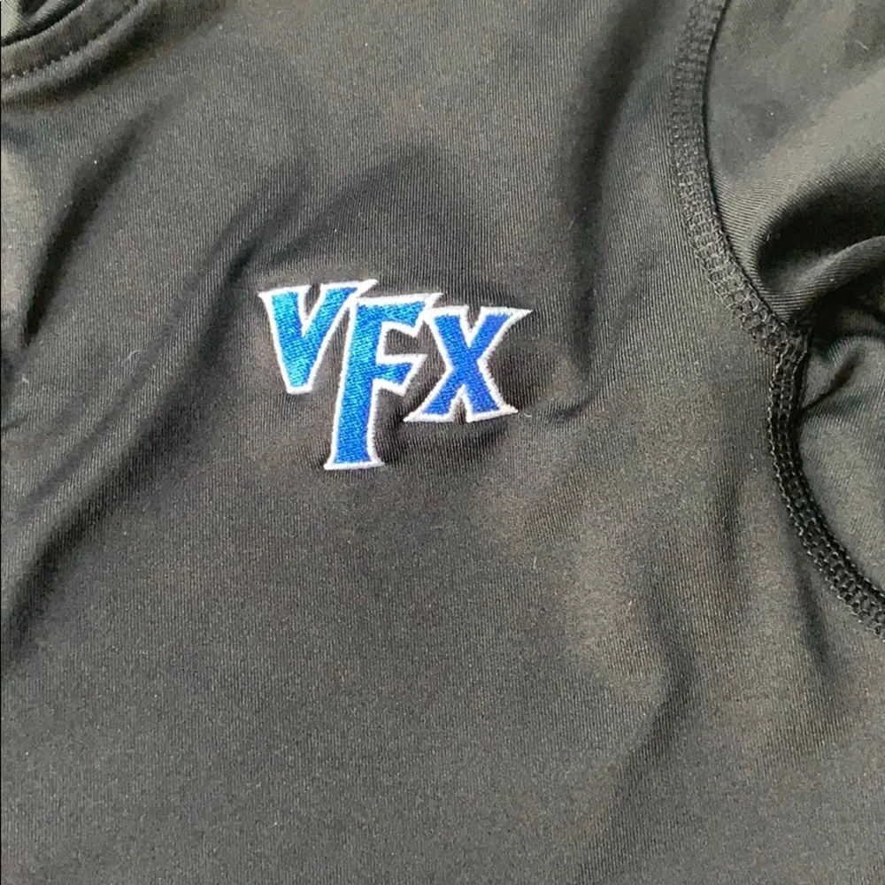 Nike Dri-fit 1/2 zip. Light fleece lined- black with VFX logo volleyball